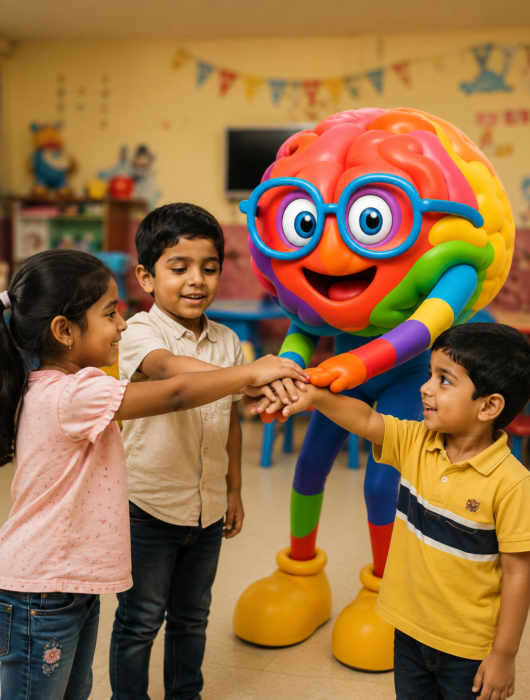 Be Brainy Mascot With Kids